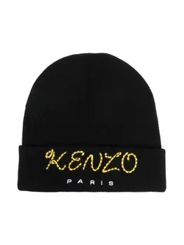 Kenzo Kids шапка бини с вышитым логотипом, синий