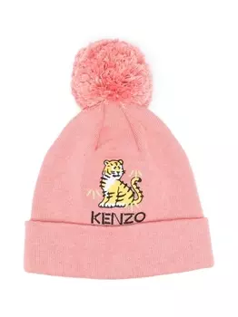 Kenzo Kids шапка бини с вышивкой Tiger, розовый