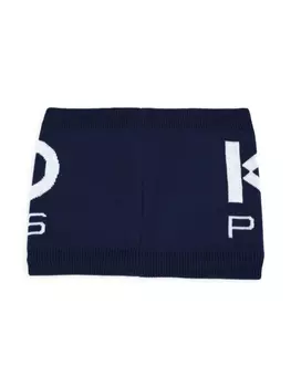 Kenzo Kids шарф вязки интарсия с логотипом, синий