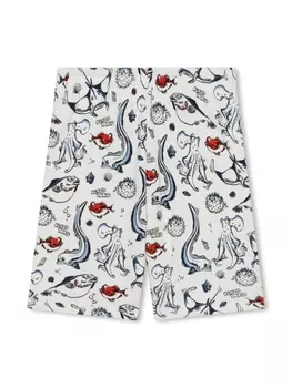 Kenzo Kids шорты-бермуды с графичным принтом, белый