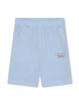 Kenzo Kids шорты с эластичным поясом и логотипом, синий