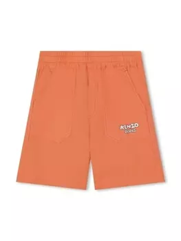 Kenzo Kids шорты с эластичным поясом и логотипом, оранжевый