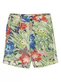 Kenzo Kids шорты с цветочным принтом, зеленый