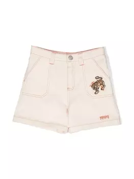 Kenzo Kids шорты с контрастной строчкой и вышивкой, фиолетовый