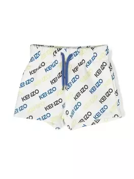Kenzo Kids шорты с кулиской и логотипом, белый