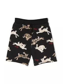 Kenzo Kids шорты с принтом, черный