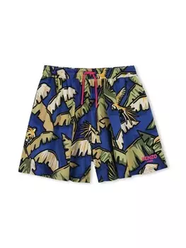 Kenzo Kids шорты с принтом, синий