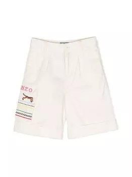 Kenzo Kids шорты с вышивкой, нейтральный цвет