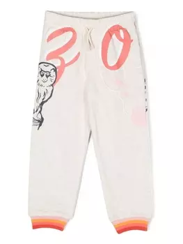 Kenzo Kids спортивные брюки с анималистичным принтом и логотипом, нейтральный цвет