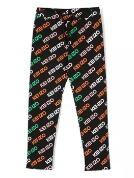 Kenzo Kids спортивные брюки с кулиской и логотипом, черный