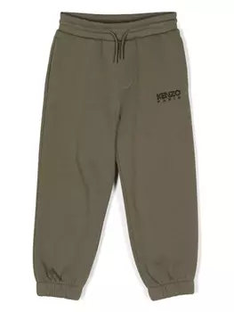 Kenzo Kids спортивные брюки с кулиской и вышитым логотипом, зеленый