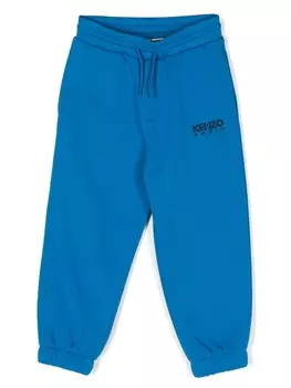 Kenzo Kids спортивные брюки с кулиской и вышитым логотипом, синий