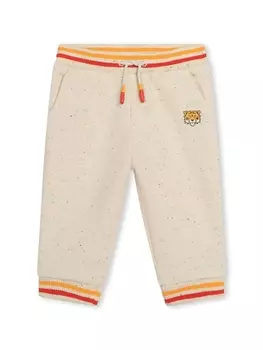 Kenzo Kids спортивные брюки с кулиской и принтом Kotora, нейтральный цвет