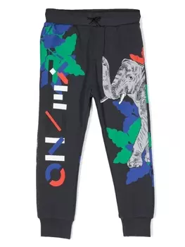 Kenzo Kids спортивные брюки с логотипом Elephant, серый