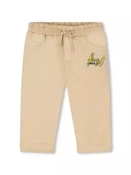 Kenzo Kids спортивные брюки с логотипом, нейтральный цвет