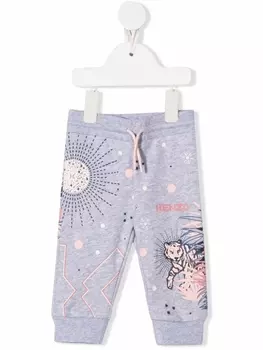 Kenzo Kids спортивные брюки с логотипом, серый