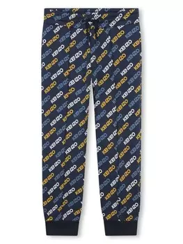 Kenzo Kids спортивные брюки с логотипом, синий