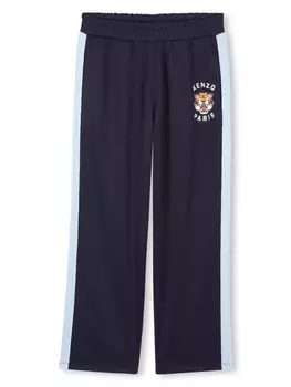 Kenzo Kids спортивные брюки с принтом Tiger Head, синий