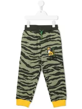 Kenzo Kids спортивные брюки с тигровым принтом, зеленый