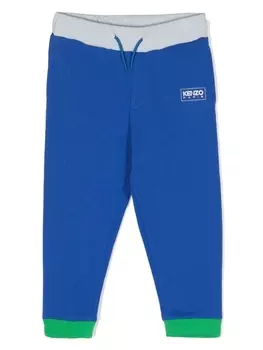 Kenzo Kids спортивные брюки в стиле колор-блок, синий