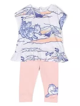 Kenzo Kids спортивный костюм с графичным принтом, розовый