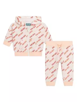 Kenzo Kids спортивный костюм с логотипом, нейтральный цвет