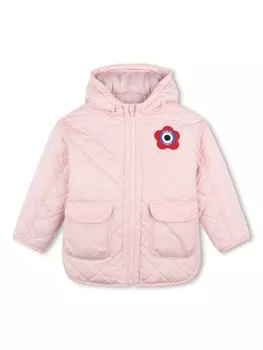 Kenzo Kids стеганая куртка с вышитым логотипом, розовый