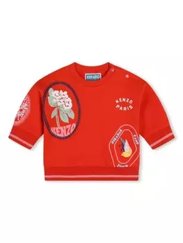 Kenzo Kids толстовка из джерси с логотипом, красный