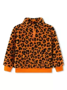 Kenzo Kids толстовка из шерпы с леопардовым принтом, оранжевый