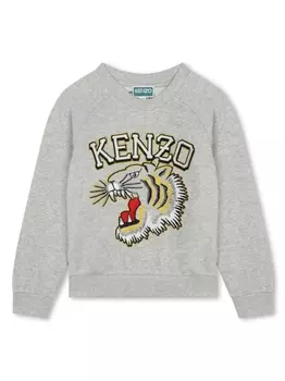 Kenzo Kids толстовка Kotora с вышивкой, серый