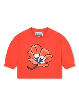 Kenzo Kids толстовка с цветочным принтом, оранжевый