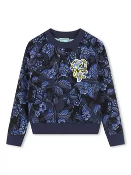 Kenzo Kids толстовка с цветочным принтом, синий