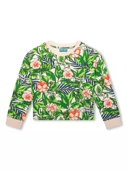 Kenzo Kids толстовка с цветочным принтом, зеленый