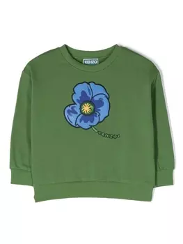 Kenzo Kids толстовка с цветочным принтом, зеленый