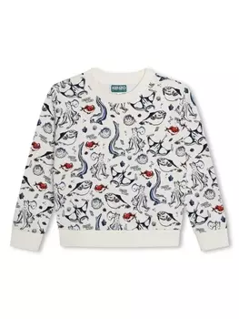 Kenzo Kids толстовка с графичным принтом, белый
