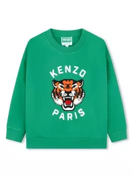 Kenzo Kids толстовка с графичным принтом, коричневый