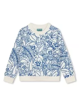 Kenzo Kids толстовка с графичным принтом, нейтральный цвет