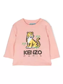 Kenzo Kids толстовка с графичным принтом, розовый