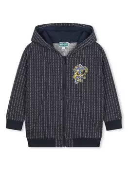 Kenzo Kids толстовка с капюшоном в полоску с аппликацией логотипа, синий