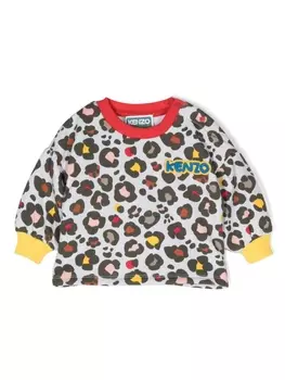 Kenzo Kids толстовка с леопардовым принтом, зеленый