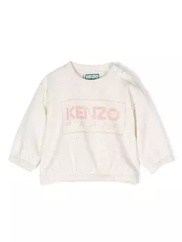 Kenzo Kids толстовка с логотипом, нейтральный цвет