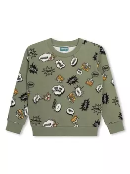 Kenzo Kids толстовка с логотипом, зеленый