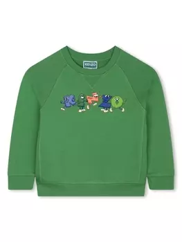 Kenzo Kids толстовка с логотипом, зеленый