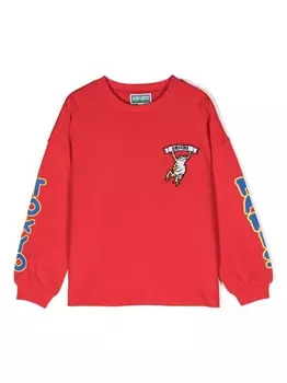 Kenzo Kids толстовка с нашивкой-логотипом, красный