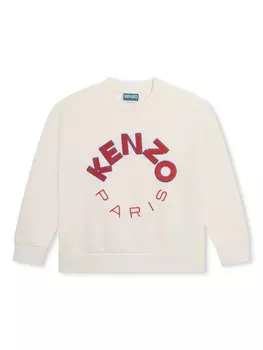 Kenzo Kids толстовка с вышитым логотипом, нейтральный цвет