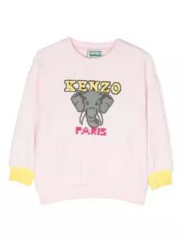 Kenzo Kids толстовка с вышитым логотипом, розовый