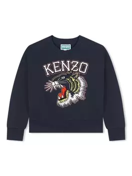 Kenzo Kids толстовка с вышитым логотипом, синий