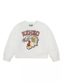 Kenzo Kids толстовка с вышивкой Tiger, белый