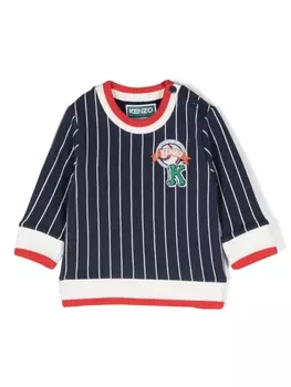 Kenzo Kids толстовка в полоску с вышитым логотипом, синий