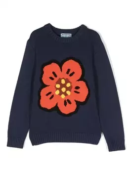 Kenzo Kids толстовка вязки интарсия, синий